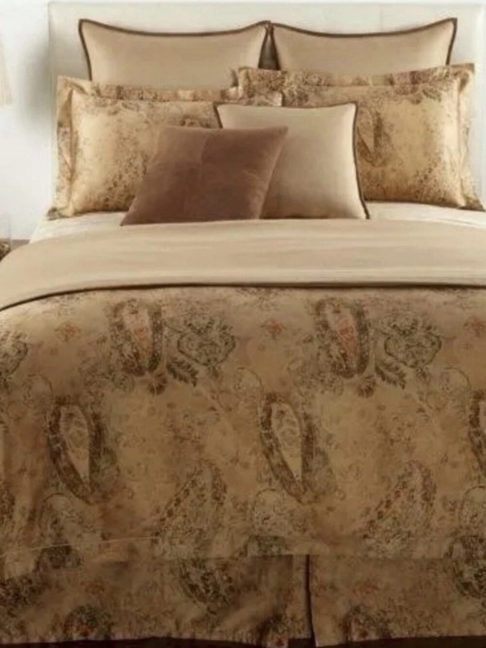 Ralph Lauren Queen Size Verdonnet Paisley Duvet Cover Camel